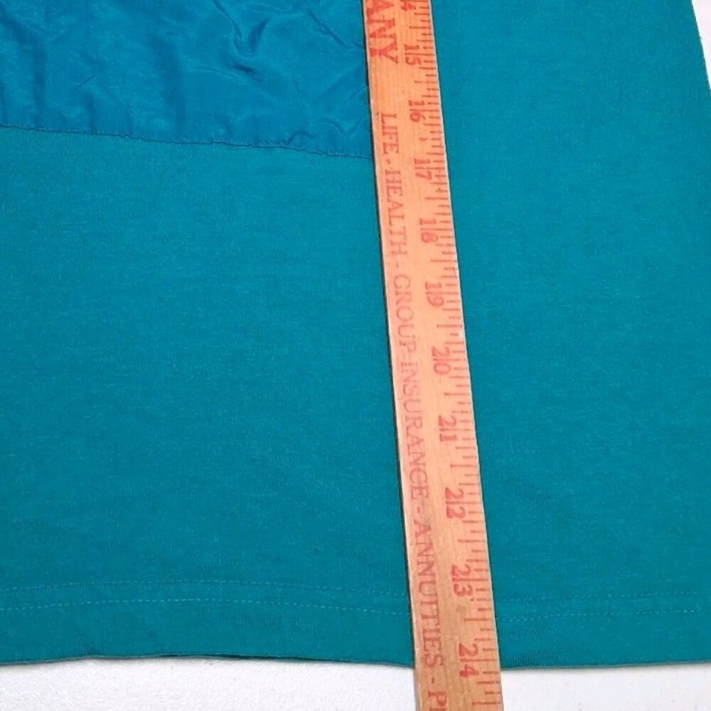 Vintage 1990s Bold Spirit Shirt Women Medium Turquoise Gold Sun Patch Celestial - Picture 5 of 13